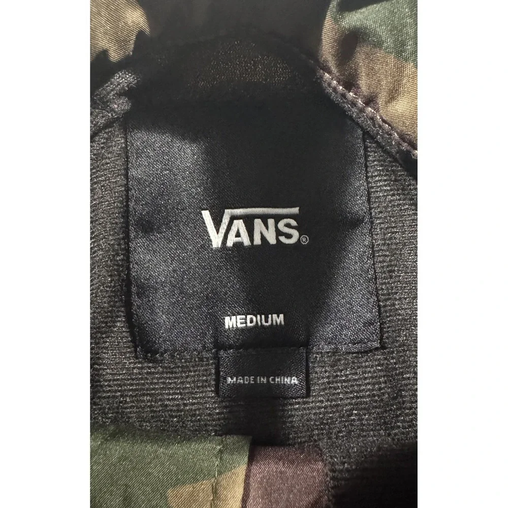 Vans Torrey Coaches Jacket Boys Medium Green Camo Snap Windbreaker Lightweight